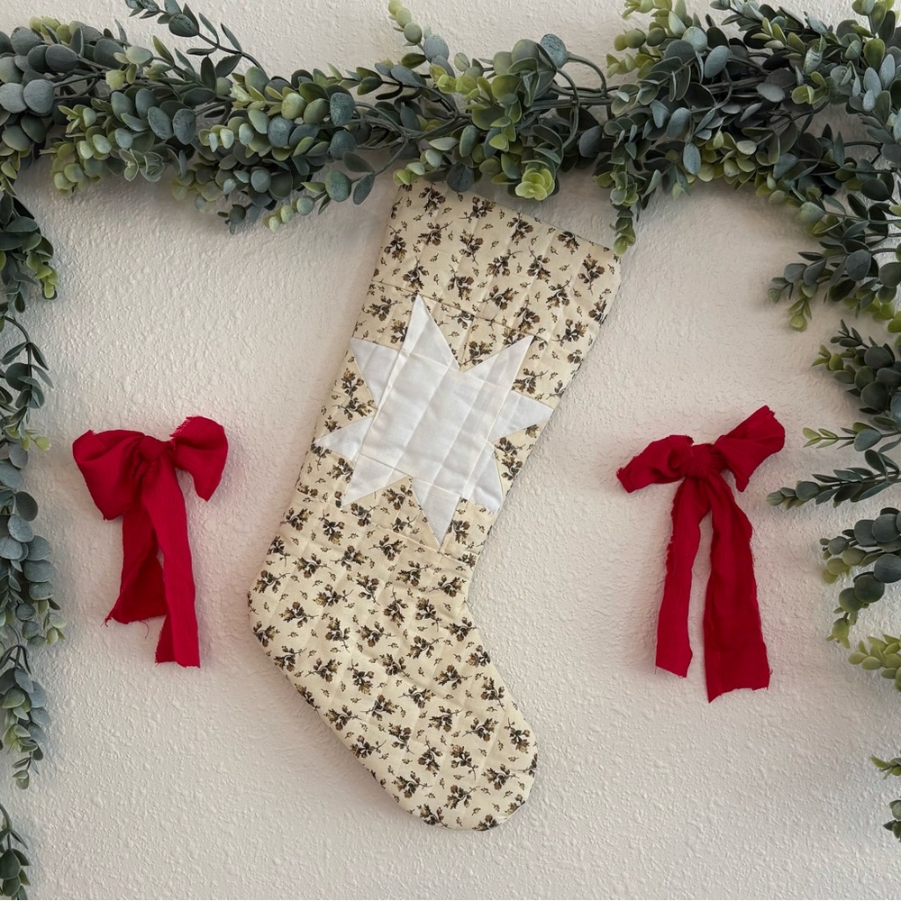 Festive Cream and White Holiday Stocking